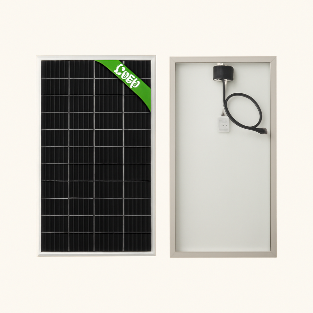 Stivglas Solpanel 120W-480W Monokrystallinsk til 12V